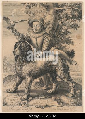 Print, The Dog of Goltzius, 1597; Print Maker: Hendrik Goltzius (niederländisch, 1558-1617); Niederlande; Gravur auf liegendem Papier; Bequest von George Campbell Cooper; 1896-3-108 Stockfoto