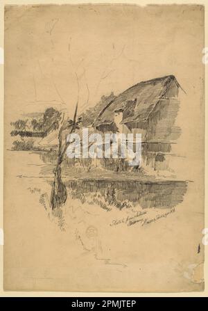 Zeichnung, Farm Buildings, Deutschland; Walter Shirlaw (amerikanisch, B. Schottland, 1838–1909); USA; Graphit auf Papier; 36,1 x 25,3 cm (14 3/16 x 9 15/16 Zoll) Stockfoto