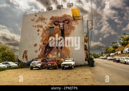 Capricorn als Street Art in Lefka, Zypern Stockfoto
