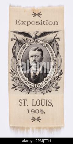 Rememorative Bookmark; hergestellt von Anderson Brothers Silk Company (Paterson, NJ, USA); Betreff: Theodore Roosevelt (amerikanisch, 1858-1919); Seide Stockfoto