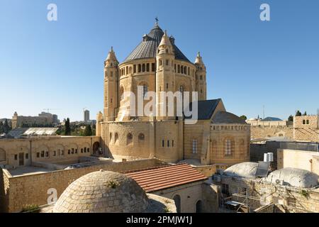 Abtei der Hagia Maria Sion. Abtei der Schlafenszeit des Benediktinerordens in Jerusalem, Israel Stockfoto