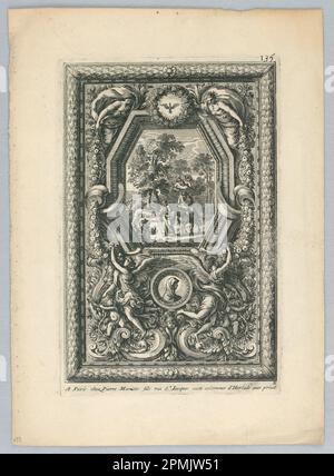 Print, Blatt aus dem Set, Ornemens de Peaneaux pour... Lambris'; Print Maker: Jean Le Pautre (Französisch, 1618–1682); Ätzen auf Papier; Platte: 22,3 x 14,7 cm (8 3/4 x 5 13/16 Zoll) Papier: 29 x 20,8 cm (11 7/16 x 8 3/16 Zoll) Stockfoto