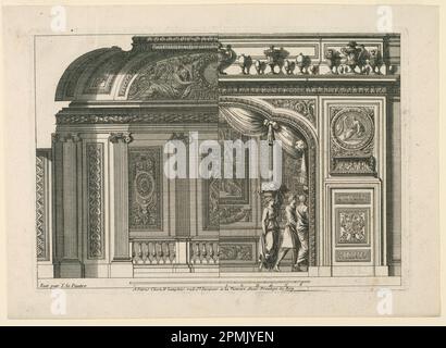 Printwerbung, Design für eine französische Alkove, von „Alkoves à le Francoise“; Printwerber: Jean Le Pautre (Französisch, 1618–1682); Ätzen auf Papier; 17,4 x 24,2 cm (6 7/8 x 9 1/2 Zoll) Stockfoto