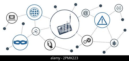 Konzept von Phishing mit verbundenen Symbolen Stockfoto