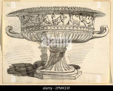 Zeichnung, Ein Krater; entworfen von Felice Giani (Italienisch, 1758–1823); Italien; schwarze Kreide auf Papier Stockfoto