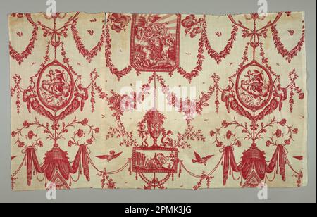 Textil, A la gloire de Louis XVI; Unternehmen: Gorgerat Frères et Cie.; Frankreich; Baumwolle; Warp x Weft (A): 81 x 137,5 cm (31 7/8 x 54 1/8 Zoll) Warp x Weft (b): 67 x 121 cm (26 3/8 x 47 5/8 Zoll); Bequest von Elinor Merrell; 1995-50-31-a,b Stockfoto