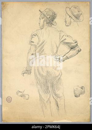 Zeichnung, Skizze eines Mannes; Francis Augustus Lathrop (amerikanisch, 1849 - 1909); USA; Graphit auf Papier; 35,6 x 26 cm (14 x 10 1/4 Zoll); 1914-38-250 Stockfoto