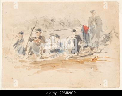 Zeichnung, Soldaten in einer Gruppe; Winslow Homer (amerikanisch, 1836–1910); USA; Pinsel und Aquarell, Graphit auf Papier; 9,1 x 12,4 cm (3 9/16 x 4 7/8 Zoll) Stockfoto