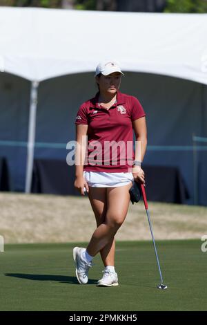 Greensboro, North Carolina, USA. 13. April 2023. Boston College Golferin STEPHANY KIM wartet nur AUF ihren Zug während der ACC Championship für Frauen Golf (Kreditbild: © Josh Brown/ZUMA Press Wire) REDAKTIONELLER VERWENDUNG! Nicht für den kommerziellen GEBRAUCH! Stockfoto