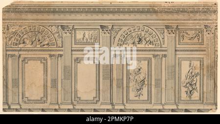 Zeichnen, Design für einen Kirchchchor; Frankreich; Stift und Tinte, Tintenwäsche, Graphit auf Papier; 26 x 50,5 cm (10 1/4 x 19 7/8 Zoll) Stockfoto