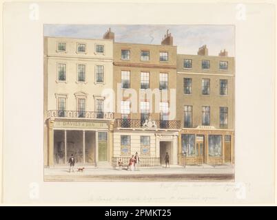 Drawing, Exterior, Frederick Crace and Son Establishment, 14 Wigmore Street, London; entworfen von Frederick Crace (Englisch, 1779–1859); England; Graphit, Pinsel und Aquarell auf Papier Stockfoto