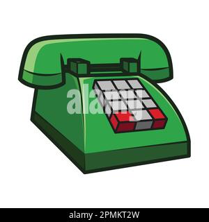 Grüne Analoge Telefontechnologie. Vektordarstellung Für Geschäftssymbole Stock Vektor