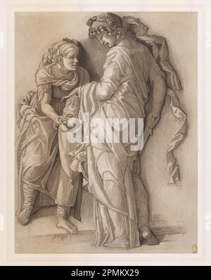 Printwerbung, Judith mit dem Kopf der Holofernes; Printwerber: Alphonse Alexandre Leroy (Französisch, 1821 - nach 1880); nach Andrea Mantegna (Italienisch, ca. 1431 - 1506); Frankreich; Aquatint auf Papier; 38,6 x 29 cm (15 3/16 x 11 7/16 Zoll); 1896-31-118 Stockfoto