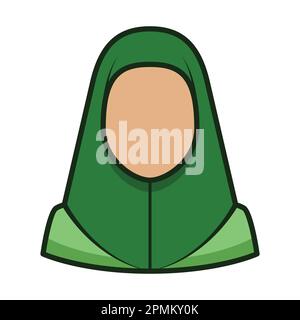 Frauen tragen Green Hijab und Abaya. Eid-Mubarak-Symbol-Vektordarstellung Stock Vektor