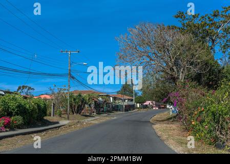 Straße in Bouquet an einem sonnigen Tag, Chiriqui, Panama Stockfoto