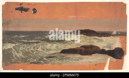 Zeichnen, Maine Coast, Surfen; Frederic Edwin Church (amerikanisch, 1826–1900); USA; Pinsel und Öl, Bleistift auf Papier; 19,6 x 35,7 cm (7 11/16 x 14 1/16 Zoll) Stockfoto