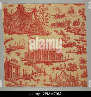 Textil, La foire du Caire (The Cairo Fair); hergestellt von Petitpierre et Cie; Frankreich; Baumwolle; Warp x Weft: 91 x 93,5 cm (35 13/16 x 36 13/16 Zoll); Bequest von Elinor Merrell; 1995-50-288 Stockfoto