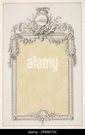 Zeichnung, Design for a Mirror Frame mit Monogramm von Marie-Antoinette; entworfen von Richard de Lalonde (Französisch, aktiv 1780–96); Kunde: Marie Antoinette, Königin von Frankreich (Französisch, 1755–1793); Frankreich; Stift und schwarze Tinte, Pinsel und graues Waschen, gelbes Aquarell, Graphit auf Papier; 1911-28-207 Stockfoto