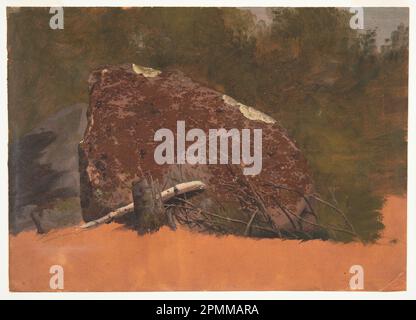 Zeichnen, Möglicherweise Mt. Wüste, Insel, Fels; Frederic Edwin Church (amerikanisch, 1826–1900); USA; Pinsel und Öl auf Papier; 25,5 x 35,6 cm (10 1/16 Zoll X 14 Zoll) Stockfoto