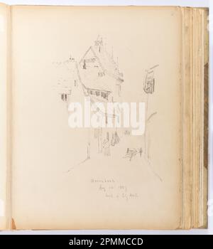 Album Page, Rear of Old City Hall, Gernsbach, Deutschland; Whitney Warren Jr. (Amerikanisch, 1864–1943); USA; Graphit auf cremefarbener Pappe, mit einer Bindung versehen; 31,7 x 23,9 cm (12 1/2 x 9 7/16 Zoll), unregelmäßig Stockfoto