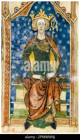 Heinrich II. Von England (1133-1189), König von England (1154-1189), beleuchtetes Manuskript-Porträtgemälde, 1280-1300 Stockfoto