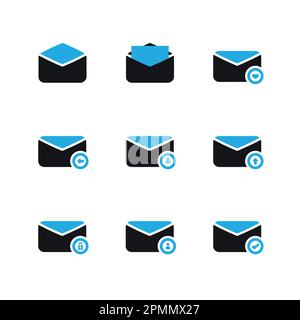 E-Mail-Symbolgruppe - Blaue Serie Stock Vektor