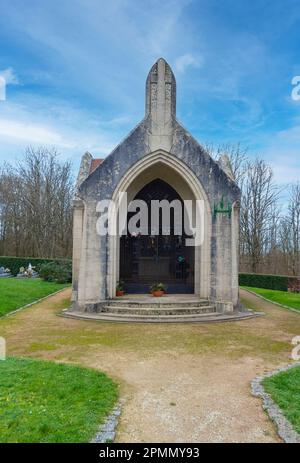 Kapelle in Douaumont, einem im ersten Weltkrieg zerstörten Dorf nahe Verdun in Frankreich Stockfoto