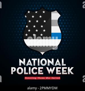 National Police Week. Im Mai in den USA gefeiert. Zu Ehren aller, die der Typografie dienten. Entwurf einer Vektordarstellung. Stock Vektor