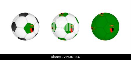 Kollektion Fußball mit der Flagge Sambias. Modell der Fußballausrüstung mit Flagge in drei verschiedenen Konfigurationen. Vektormodell. Stock Vektor