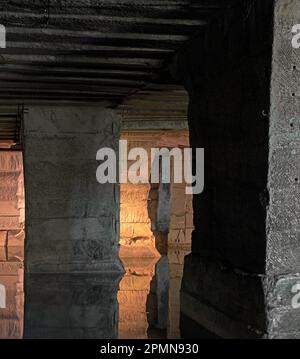 Blick auf Steinbruch. Cavea Arcari, Vicenza, Italien. Architekt: na , 2019. Stockfoto