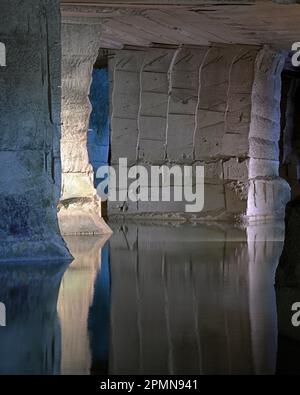 Blick auf Steinbruch. Cavea Arcari, Vicenza, Italien. Architekt: na , 2019. Stockfoto