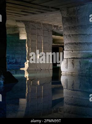 Blick auf Steinbruch. Cavea Arcari, Vicenza, Italien. Architekt: na , 2019. Stockfoto