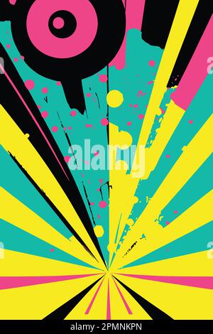 Pop Art Vintage abstrakte Illustration, Cartoon Retro farbenfrohe Superhelden Cover mit coolem lustigem Dynamic Stock Vektor