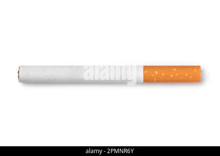 Einzige Zigarette auf weißem Hintergrund Stockfoto