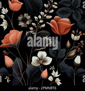 Hintergrund mit dunkler organischer Blumenstruktur - Vektordarstellung Stock Vektor