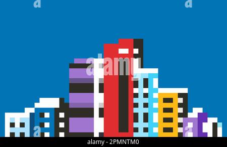 Eine Vektorlandschaft aus Gebäuden mit Silhouetten aus Hochhauskomplexen und Wolkenkratzern. Stock Vektor