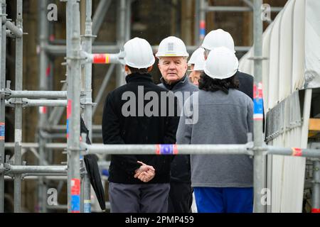 Paris, Frankreich. 14. April 2023. Jean Louis Georgelin, en Charge de la Restauration de Notre Dame de Paris. Kredit: Abaca Press/Alamy Live News Stockfoto