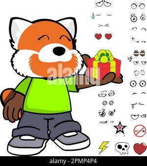 Geschenk rote Panda Kid-Figur-Cartoon-Kleidung, Ausdruckspaket im Vektorformat Stock Vektor