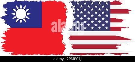 USA und Taiwan Grunge Flaggen Verbindung, Vektor Stock Vektor