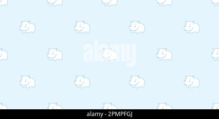 Hippo Seamless Pattern Hippopotamus Vektor isolierte Hintergrundtapete blau Stock Vektor