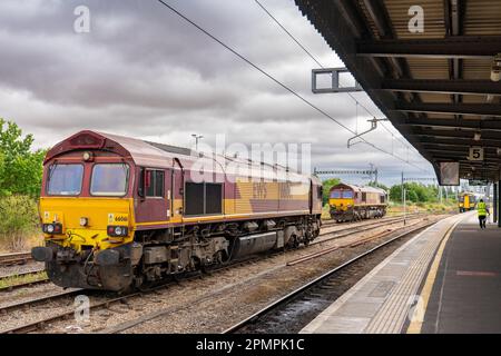 Didcot, Oxfordshire UK - juli 31 2022 Lokomotiven am Bahnhof. Stockfoto