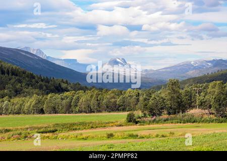 Blick auf die Berggegend Trollheimen vom Tal Storlidalen, Norwegen Stockfoto