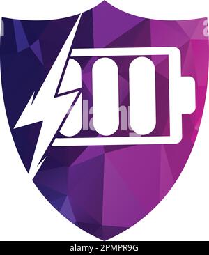 Design-Vorlage Für Das Logo Des Akkus. Logo für schnelle Akkuladung. Akkuleistung und Blitz-Blitz-Logo-Symbol. Stock Vektor