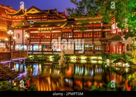 Yuyuan-Gärten. Eine Oase in Shanghai. Stockfoto