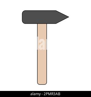Hammer Icon Cartoon-Style-Illustration. Handwerker für Reparaturen zu Hause. Vektordarstellung zum Thema Konstruktion für Symbol, Logo, Aufkleber, Patch, Etikett, zeichen, Abzeichen, Zertifikat oder Flayer Dekoration Stock Vektor