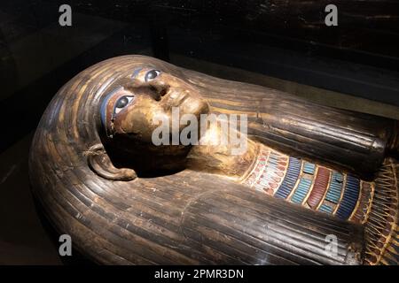 Der innere Sargsarkophag von Thuya, ausgestellt im Museum für ägyptische Antiken Stockfoto