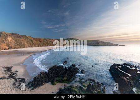 Porthor (Whistling Sands) Strand und Bucht, Llyn Peninusla, Wales Stockfoto