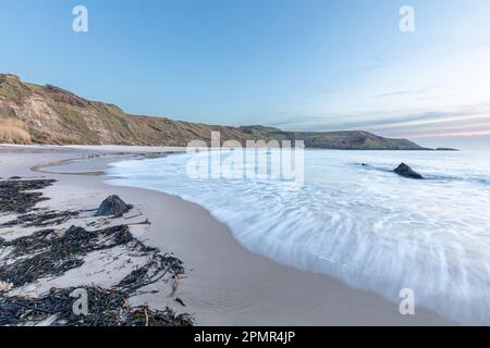 Porthor (Whistling Sands) Strand und Bucht, Llyn Peninusla, Wales Stockfoto