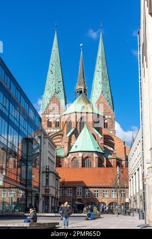 St. Marienkirche aus Schrangen, Lübeck, Schleswig-Holstein, Bundesrepublik Deutschland Stockfoto