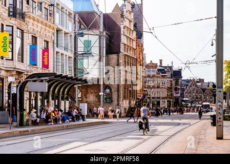 Das lebendige historische Zentrum von Gent, wo man am besten mit dem Fahrrad herumkommt. Gent, Ostflandern, Flämische Region, Belgien, Europa Stockfoto